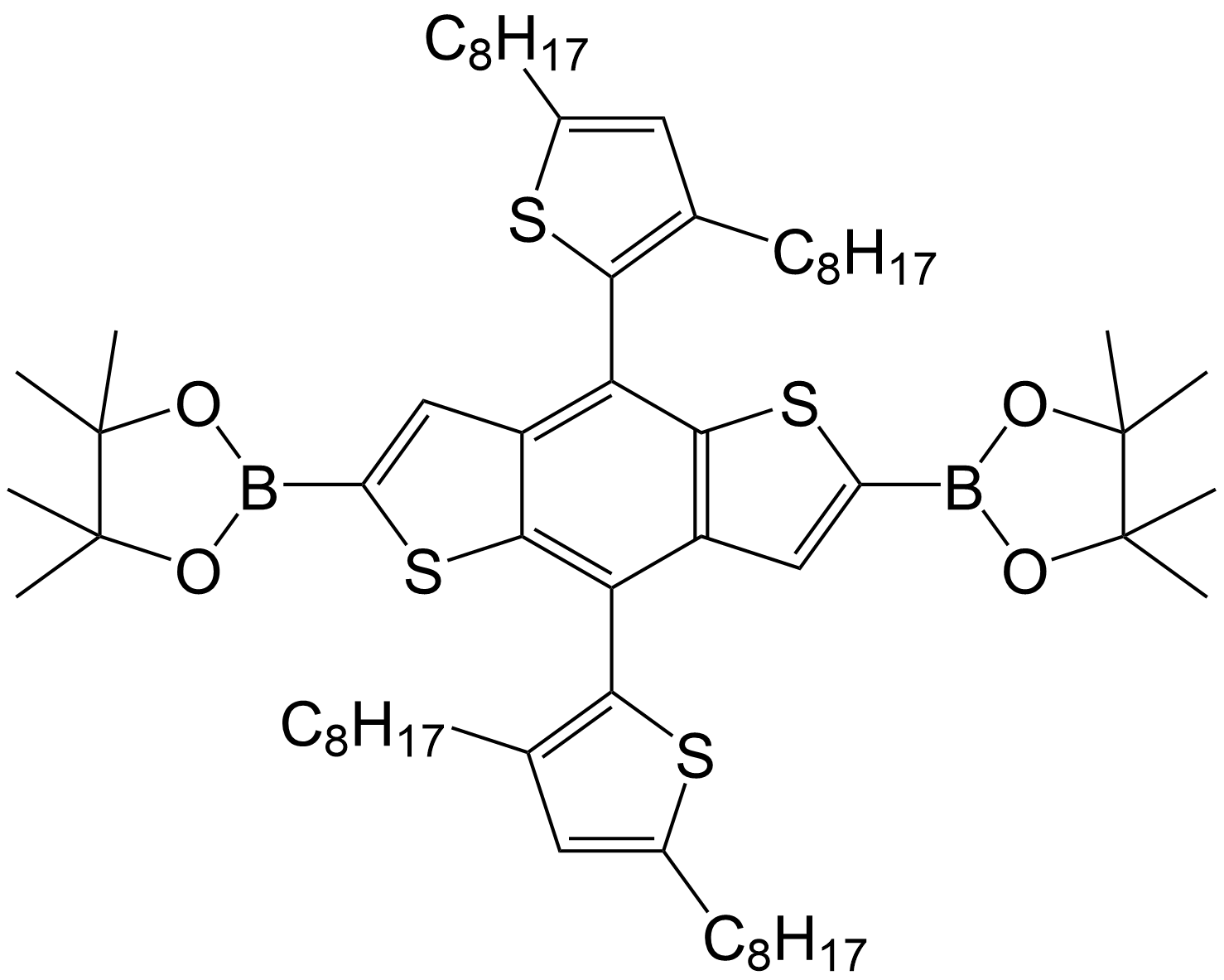2,6-bis(4,4,5,5-tetramethyl-1,3,2-dioxaborolan-2-yl)-(4,8-bis(2-(3,5-dioctyl)thiophene)benzo[1,2-b:4,5-b’]dithiophene/1221254-05-2